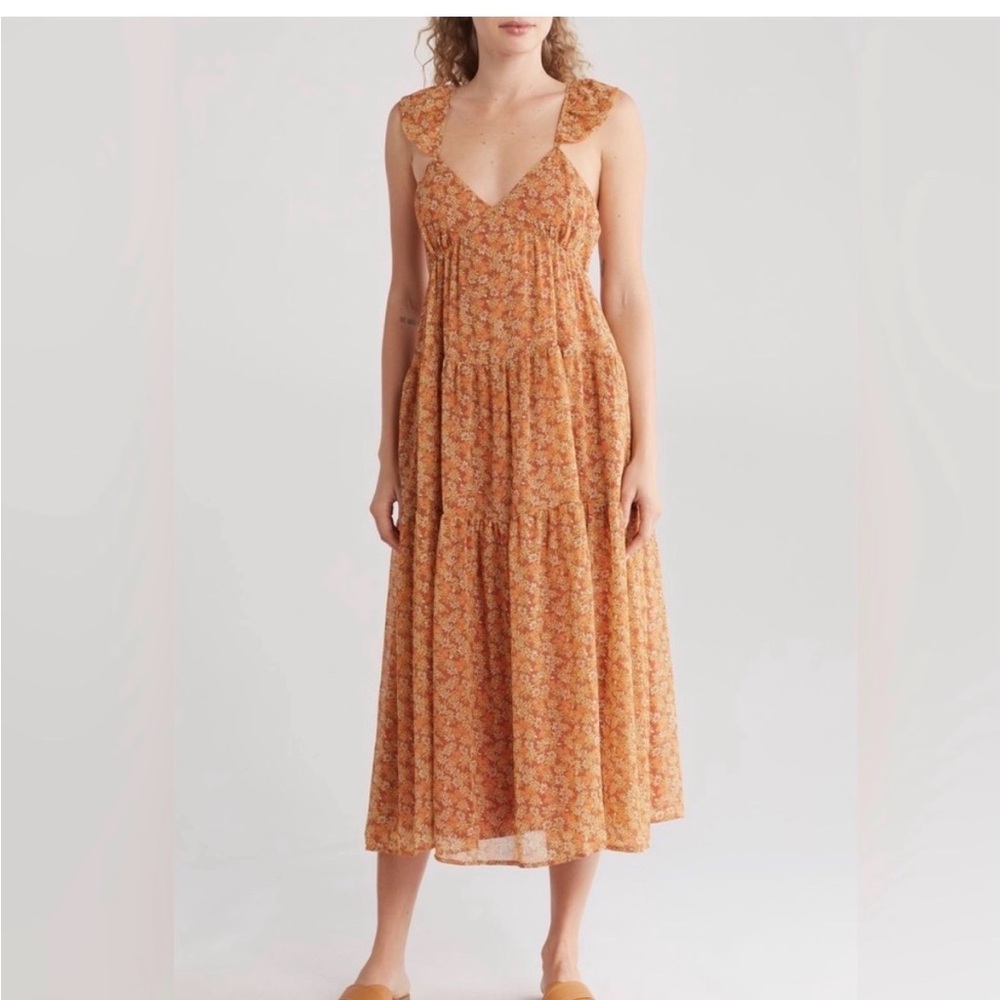 Madewell Floral Georgette Tiered Midi Dress EUC Size 0